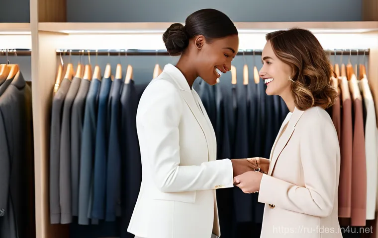 패션 코디네이터의 미래 직업 전망 - **A Heartfelt Styling Consultation:**
    A vibrant and intimate scene capturing a female fashion st...