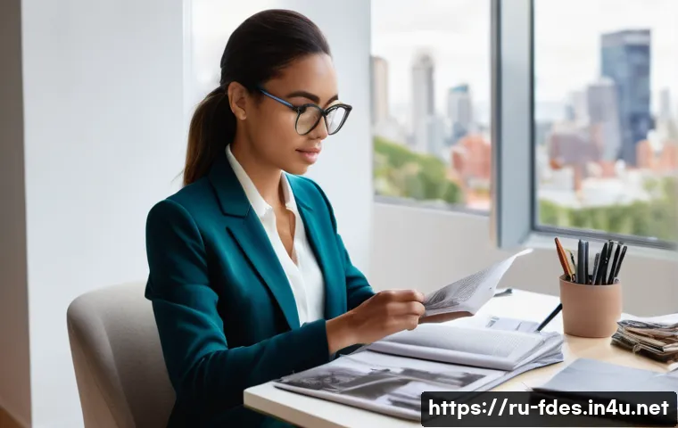 패션 코디네이터 추천 온라인 강의 - **Prompt:** A stylish young woman, approximately 28-32 years old, sits focused at a sleek, modern de...