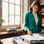 패션 코디네이터 학습 자료 추천 - **Prompt for an Aspiring Stylist's Study Nook:**
    "A visually rich, highly detailed photograph of...