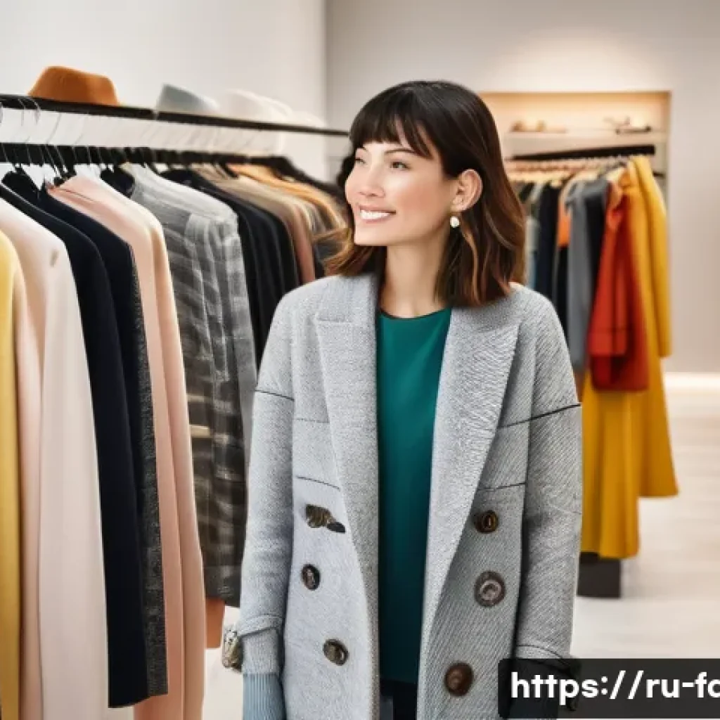 패션 코디네이터의 고객별 구매 분석 - A stylish modern boutique interior scene featuring a diverse group of adult customers browsing cloth...