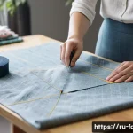 패션 코디네이터 패턴 이해하기 - A detailed sewing workshop scene showing a skilled tailor working on a basic clothing pattern laid o...