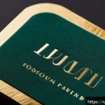 패션 코디네이터의 명함 디자인 - A luxurious fashion coordinator’s business card design featuring a deep emerald green background wit...