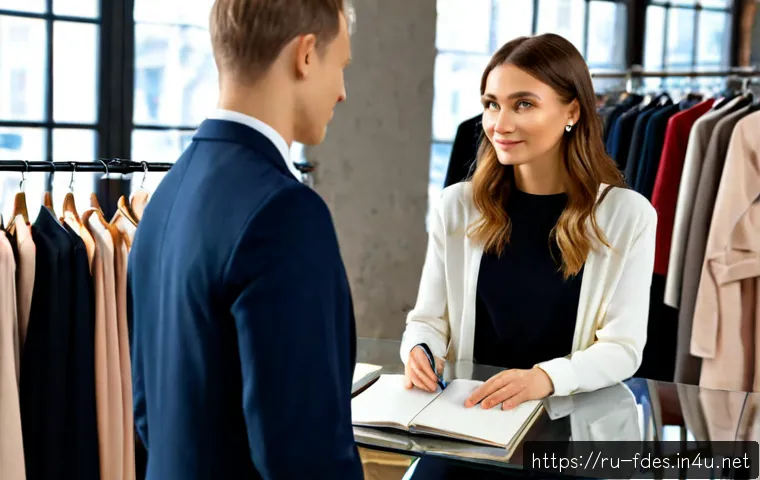 Home 15 패션 코디네이터 인터뷰 질문과 답변 - Photorealistic editorial interview scene in a stylish Moscow fashion studio, confident female fashio...